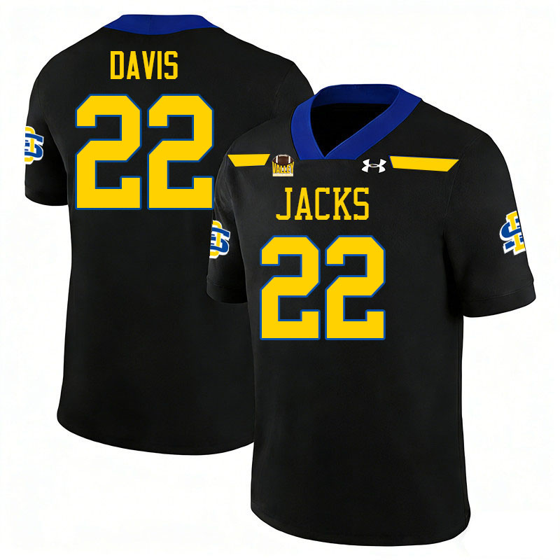 South Dakota State Jackrabbits #22 Isaiah Davis College Football Jerseys,Uniforms-Black